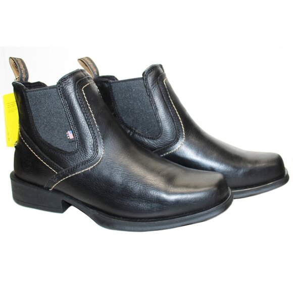 SUREWAY Mens Western Chelsea Cowboy Boots Square Toe USA Made Black Size 11 #608 - Picture 2 of 6